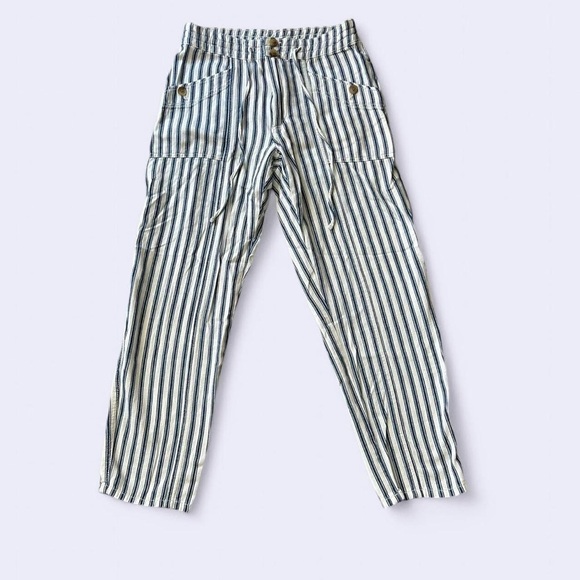 American Eagle Outfitters Pants - American Eagle Hi-Rise Taper Pants, Pinstripe, Blue & White, Size 6, 100% Cotton